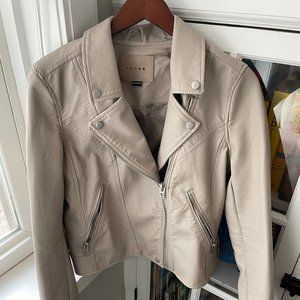 Taupe Vegan Leather Moto Jacket
